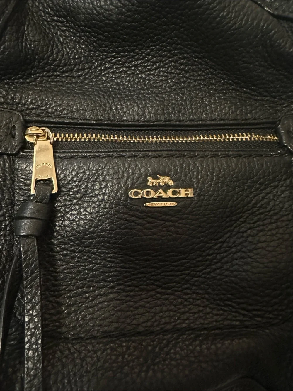 COACH Black Pebbled Leather Mini Backpack